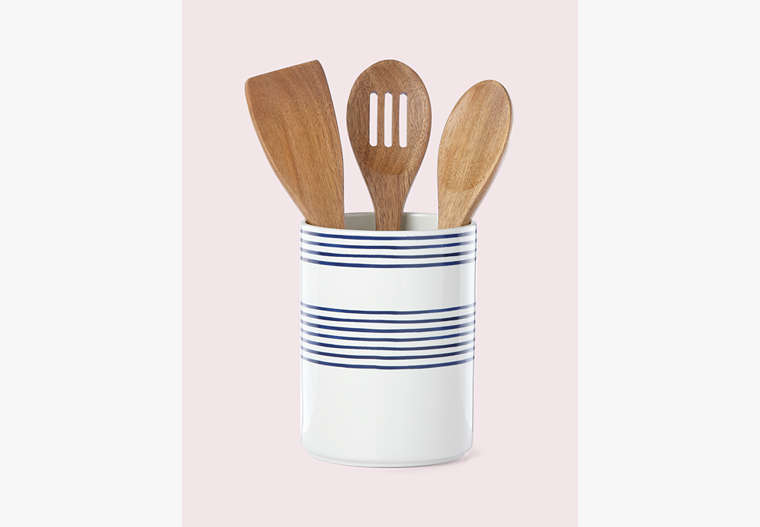 Kate Spade,charlotte street utensil crock with servers,kitchen & dining,Parchment