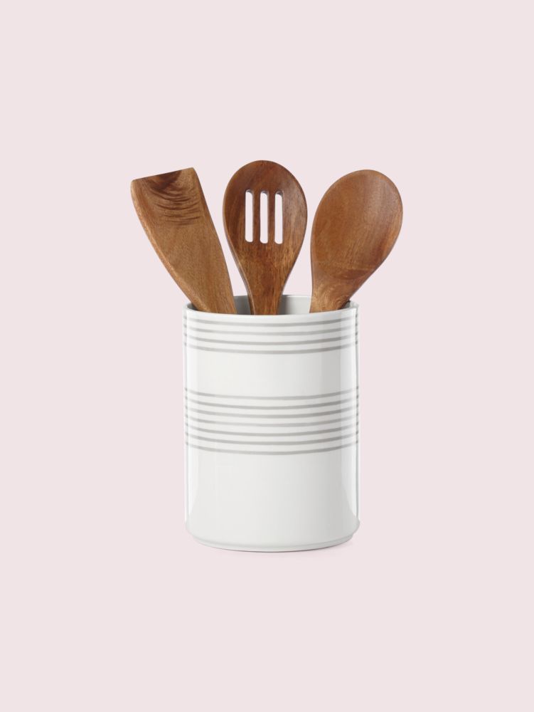 Kate Spade,charlotte street utensil crock with servers,kitchen & dining,Parchment