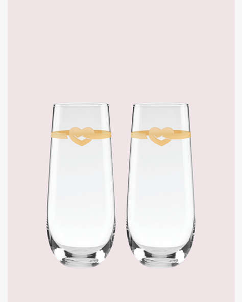 Kate Spade,with love stemless toasting flute pair,kitchen & dining,Clear