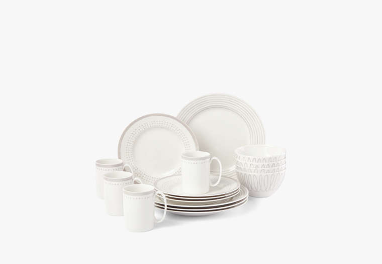 Kate Spade,Charlotte Street East 16-Piece Assorted Dinnerware Set,White