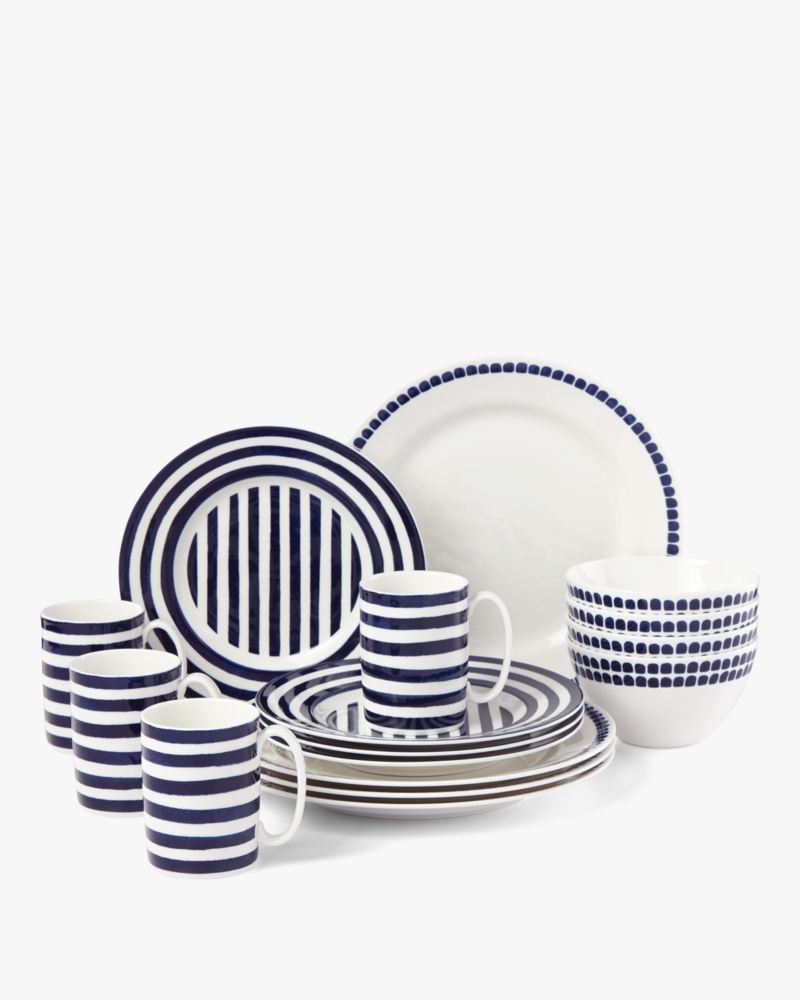 Kate Spade,Charlotte Street North 16-piece Assorted Dinnerware Set,Bowl,Dinner Plate,Mug,Salad Plate,Porcelain,Pattern,Tri...,
