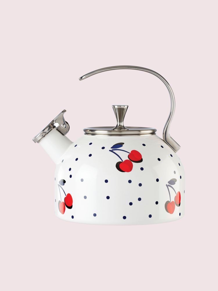 Kate Spade,Vintage Cherry Dot Tea Kettle,kitchen & dining,White Multi