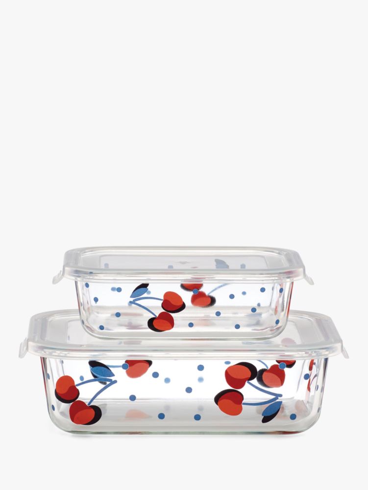 Kate Spade,Vintage Cherry Dot Rectangular Food Storage Set,kitchen & dining,Clear