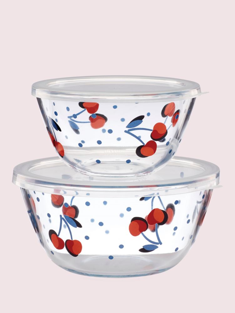 Kate Spade,Vintage Cherry Dot Round Serve-And-Store Set,kitchen & dining,Clear