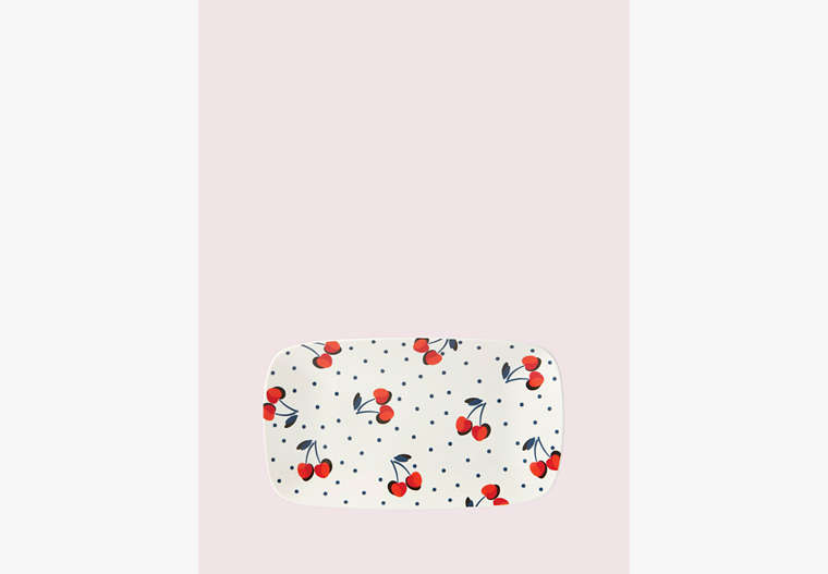 Kate Spade,vintage cherry dot hors d’oeuvres tray,kitchen & dining,White Multi image number 0