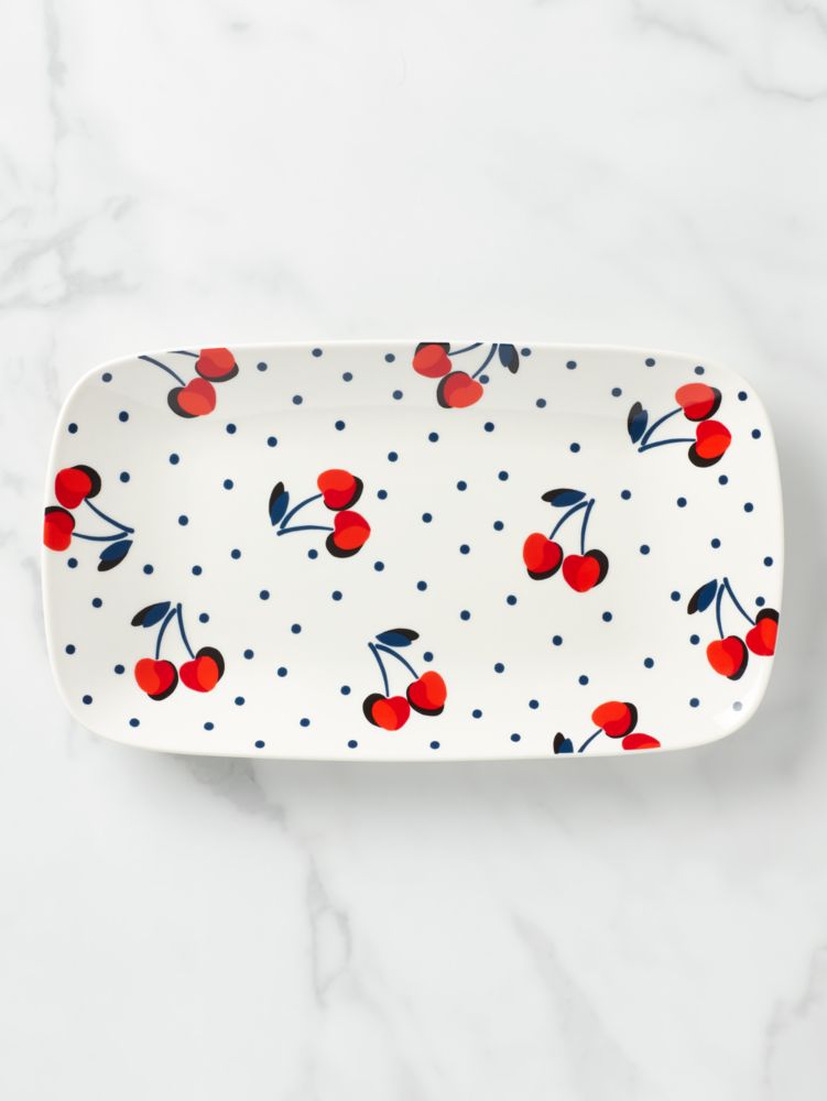 Kate Spade,vintage cherry dot hors d’oeuvres tray,kitchen & dining,White Multi
