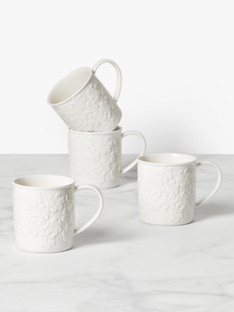 Kate Spade,Blossom Lane Mug Set,Mug,Porcelain,Embossed,Set,White
