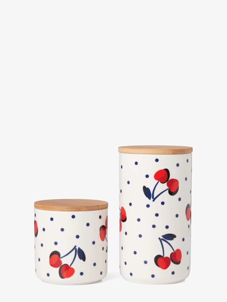 Kate Spade,Vintage Cherry Dot 2-Piece Canister Set,kitchen & dining,White Multi