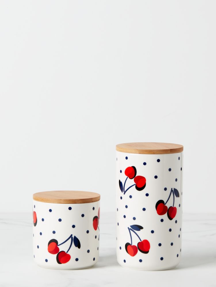 Kate Spade,Vintage Cherry Dot 2-Piece Canister Set,kitchen & dining,White Multi