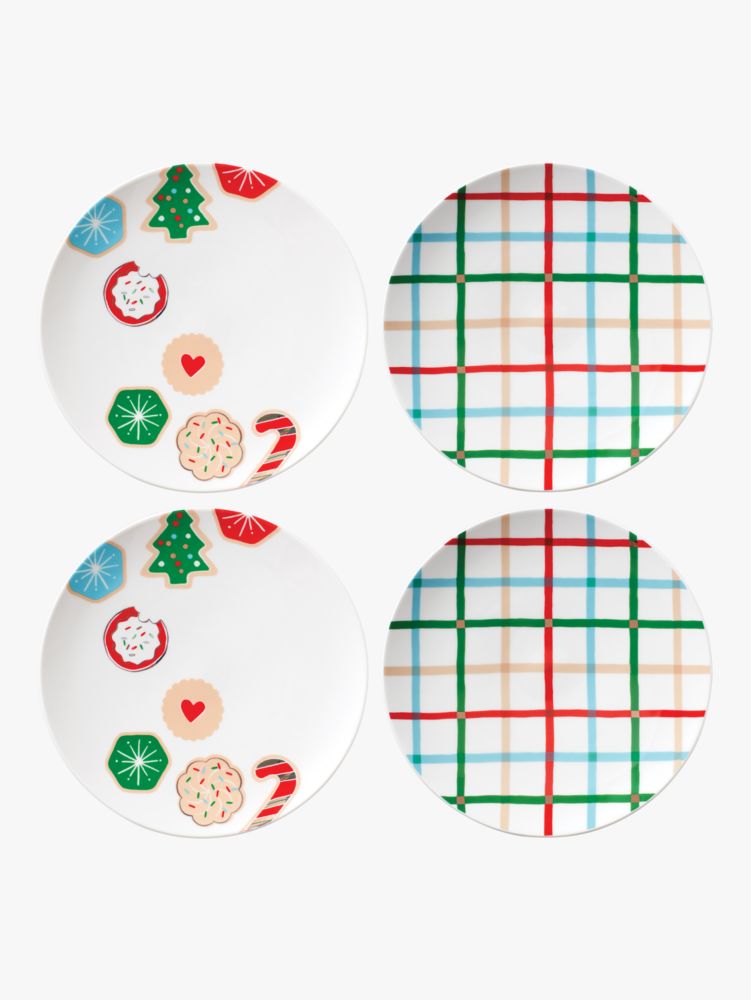 Kate Spade,Cookie Time 4-piece Accent Plate Set,