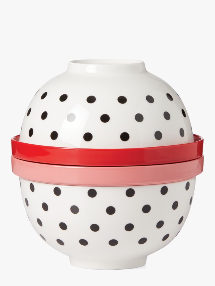 Kate Spade,On The Dot 8-piece Nesting Dinnerware Set,Dinner Plate,Bowl,Porcelain,Stackable,Set,