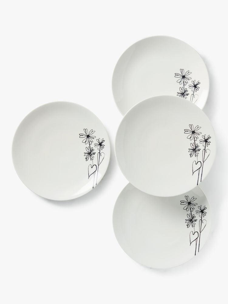 Kate Spade,Garden Doodle 4-piece Dinner Plate Set,