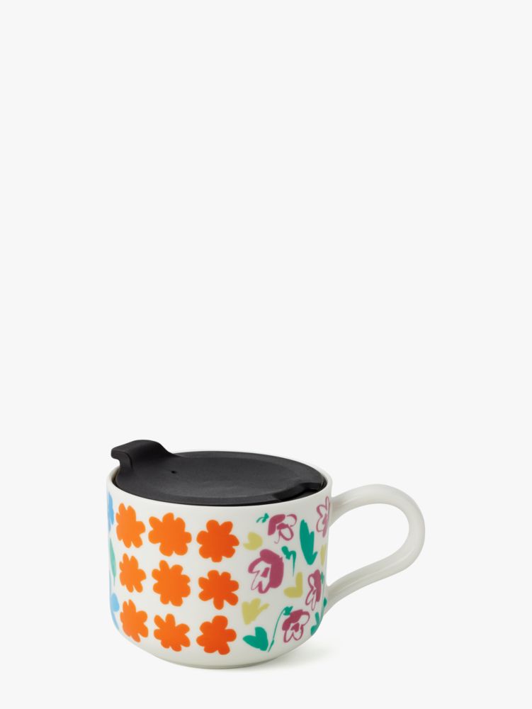 Kate Spade,Floral Field Comfort Mug With Lid,kitchen & dining,No Color