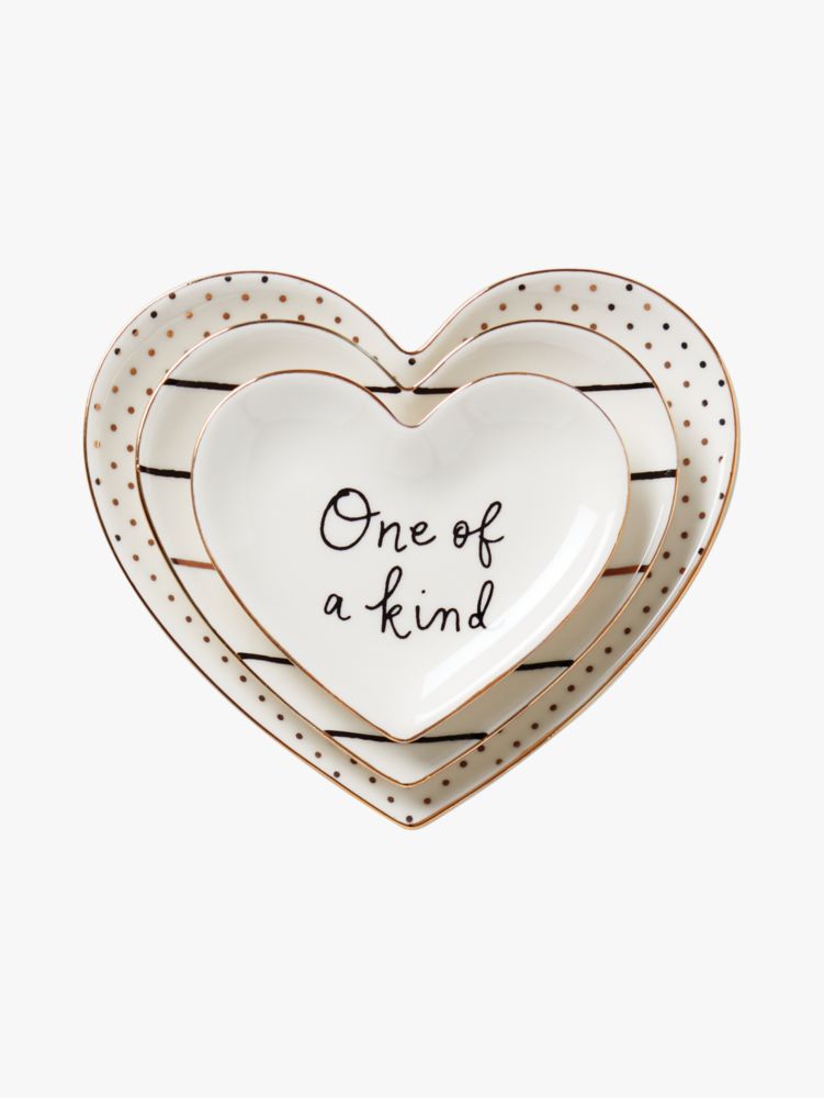 Kate Spade,A Charmed Life 3-Piece Heart Catch All Dish Set,home accents & décor,Parchment