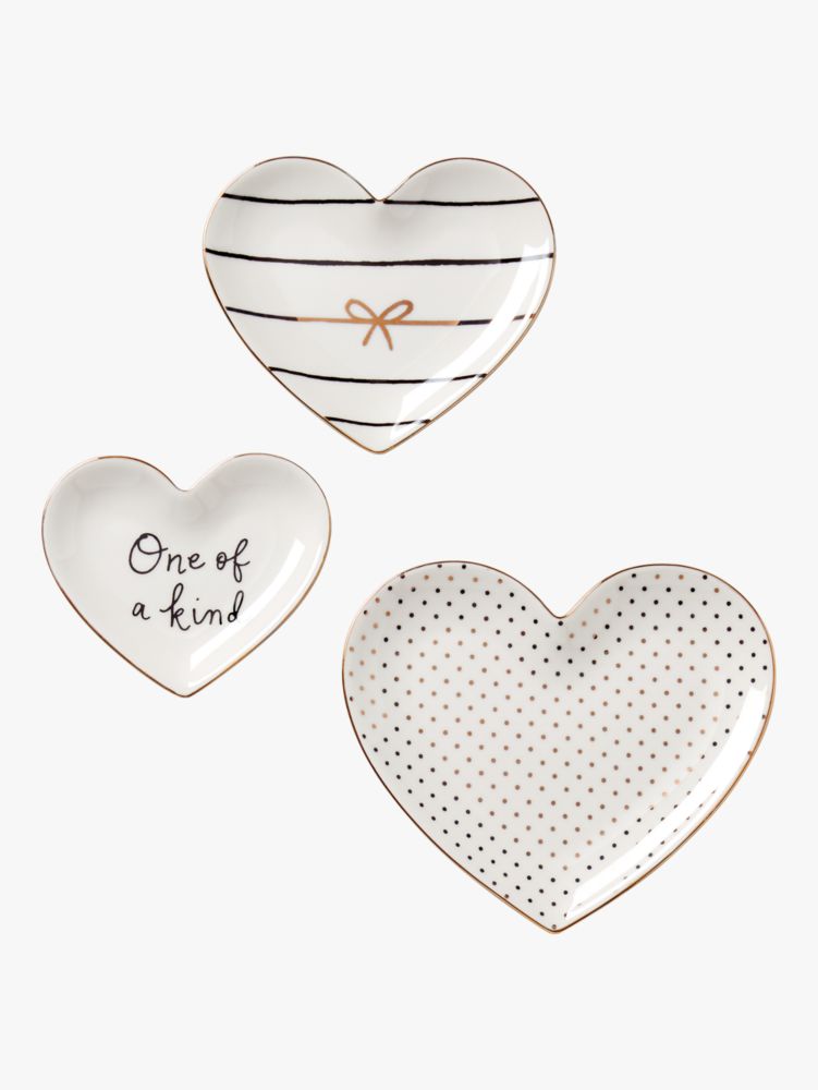 Kate Spade,A Charmed Life 3-Piece Heart Catch All Dish Set,home accents & décor,Parchment