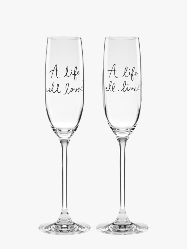 Kate Spade,A Charmed Life Toasting Flute Pair,kitchen & dining,White