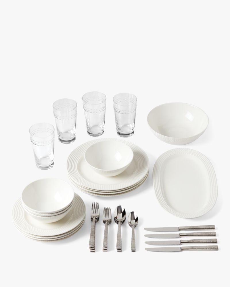 Kate Spade,Wickford 38-Piece Mega Bundle Set,kitchen & dining,White