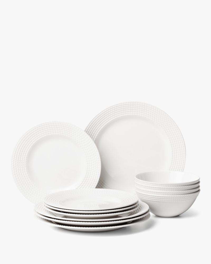 Kate Spade,Wickford 38-piece Mega Bundle Set,Cereal Bowl,Dinner Plate,Salad Plate,Highball Glass,Tray,Serving Bowl,Soup Sp...,