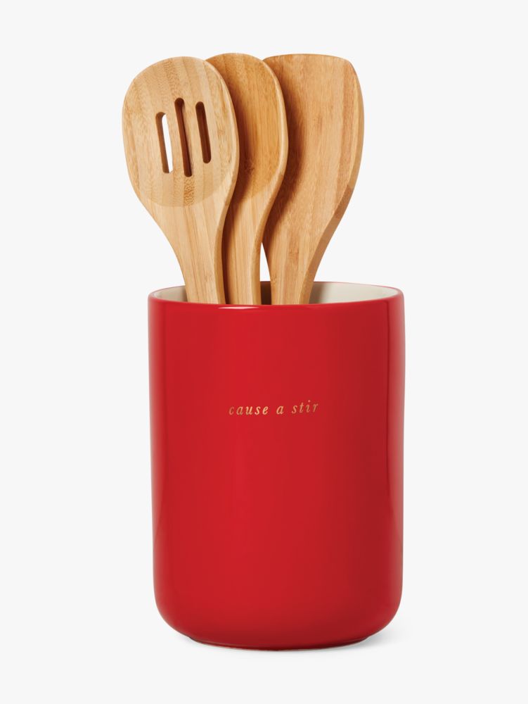 Knock On Wood Apple Utensil Crock