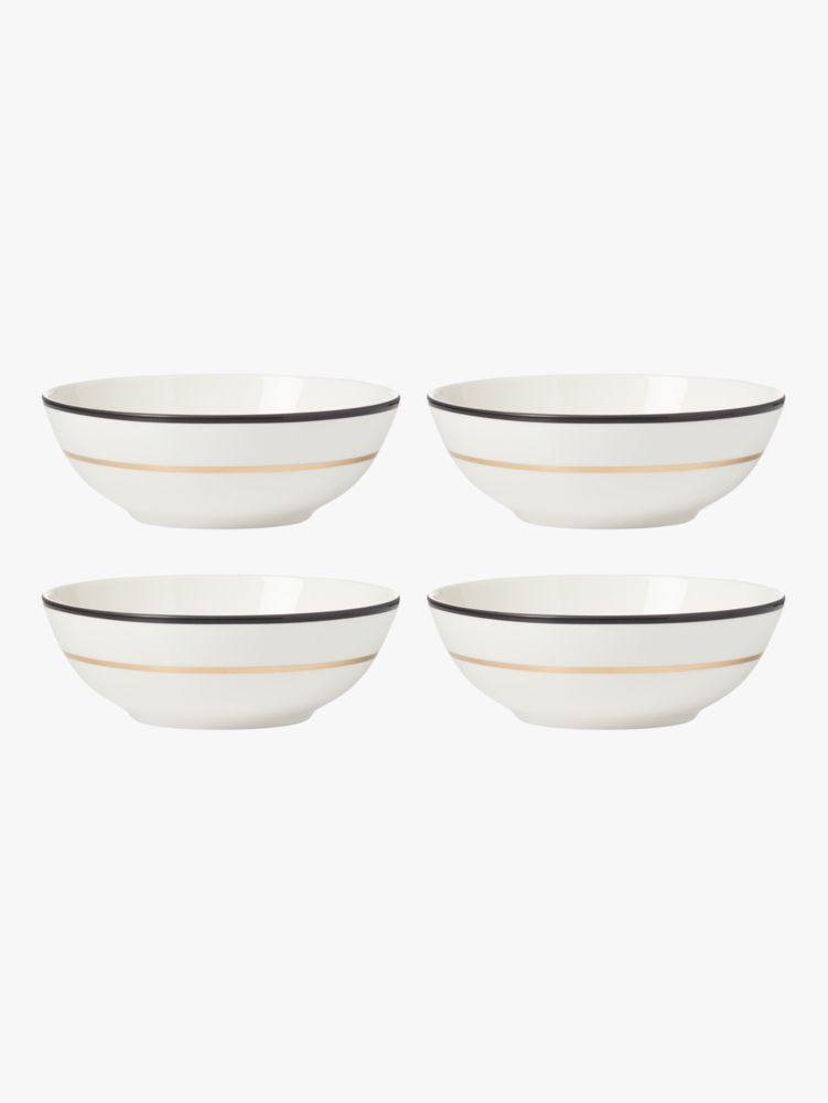 Kate Spade,Make It Pop 4-piece All Purpose Bowl Set,Serving Bowl,Porcelain,Border Embellishment,Set,White