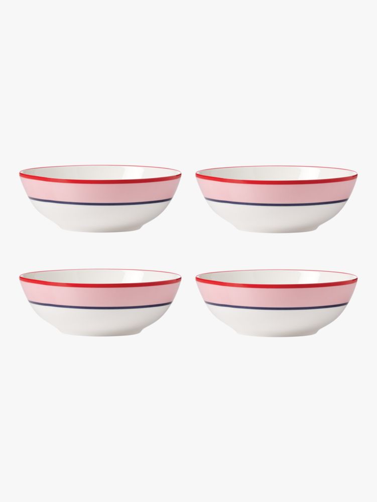 Kate Spade,Make It Pop 4-piece All Purpose Bowl Set,Serving Bowl,Porcelain,Border Embellishment,Set,White