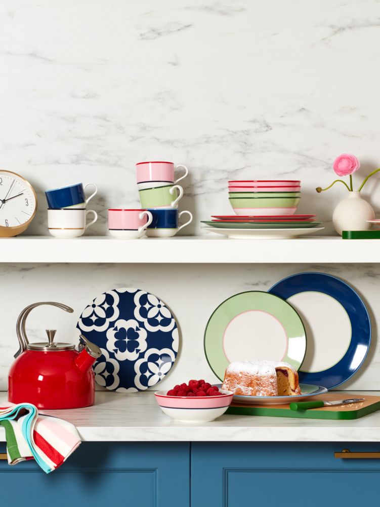 Kate Spade,Make It Pop 4-piece All Purpose Bowl Set,Serving Bowl,Porcelain,Border Embellishment,Set,White