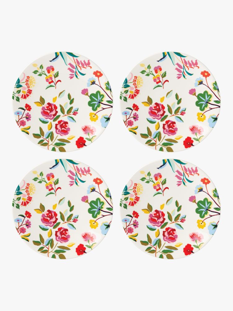 Kate Spade,Garden Floral 4-Piece Accent Plate Set,White