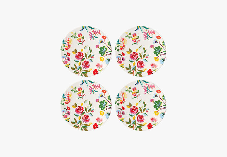 Kate Spade,Garden Floral 4-Piece Accent Plate Set,White
