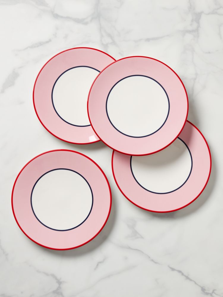 Kate Spade,Make It Pop 4-Piece Accent Plate Set,Pink