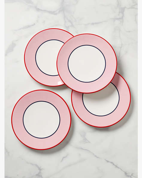 Kate Spade,Make It Pop 4-Piece Accent Plate Set,Pink