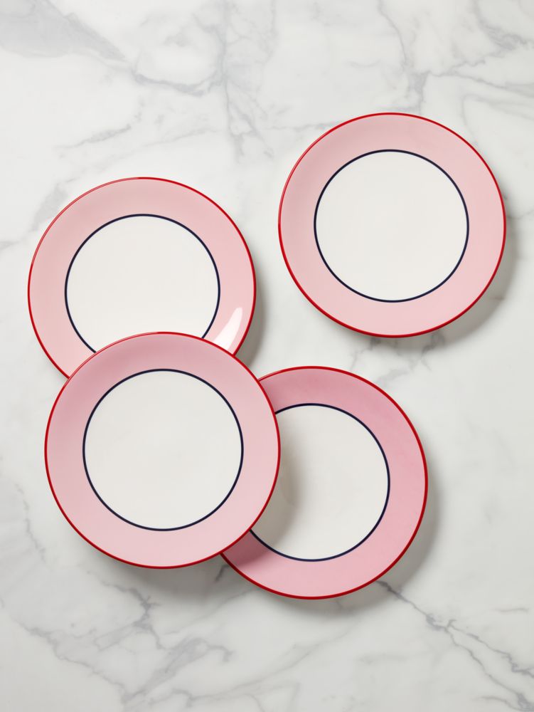 Kate Spade,Make It Pop 4-Piece Dinner Plate Set,Pink
