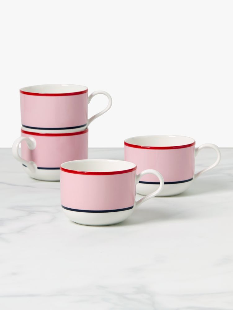 Kate Spade,Make It Pop 4-Piece Mug Set,Pink