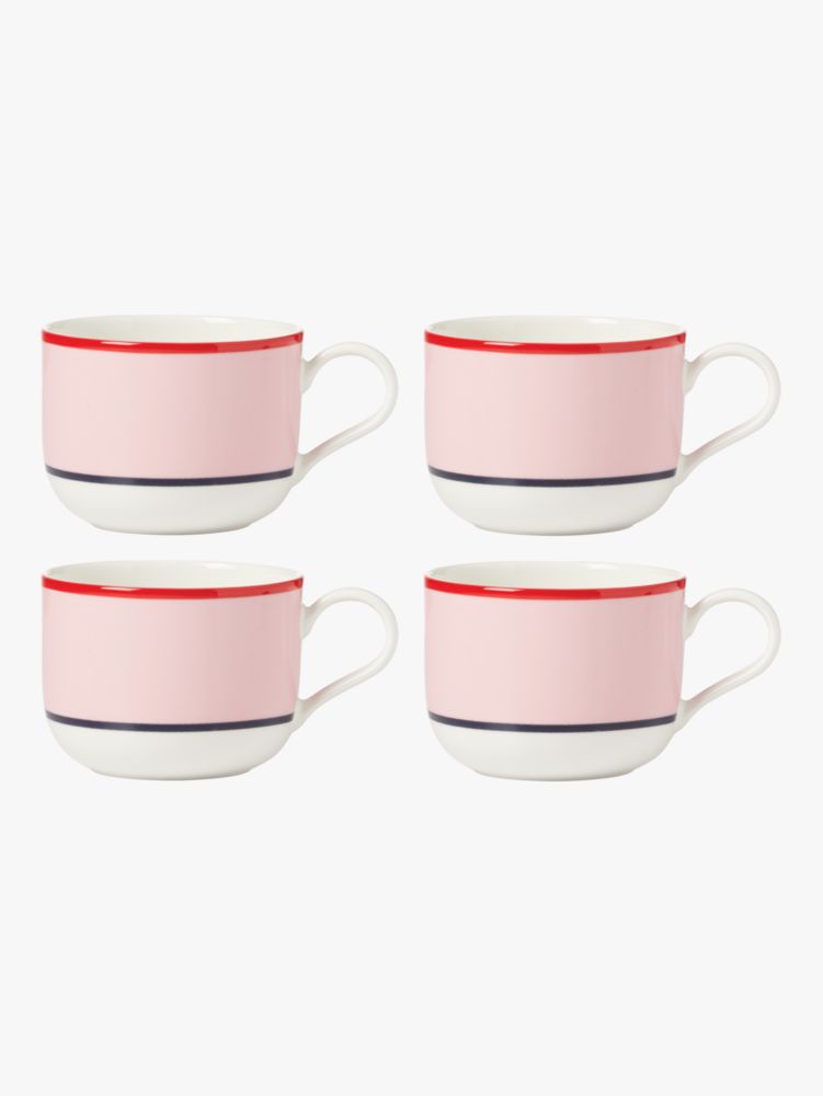 Kate Spade,Make It Pop 4-Piece Mug Set,Pink