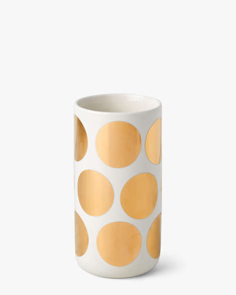 Kate Spade,On The Dot Tall Gold Dot Vase,White/ Gold