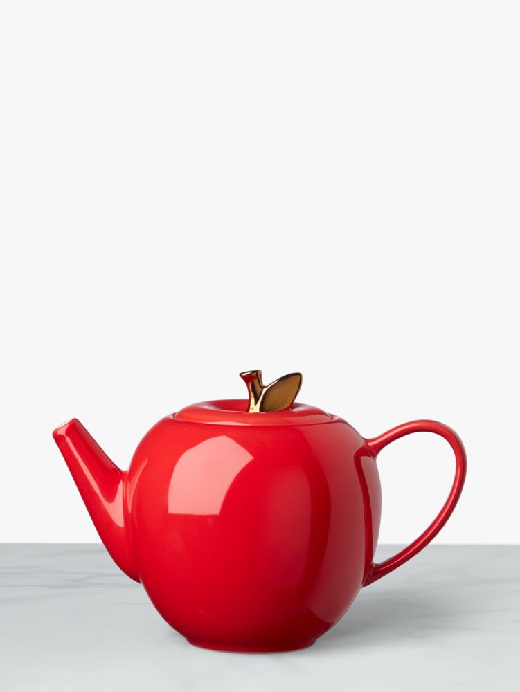 Kate Spade,Make It Pop Apple Teapot,Red