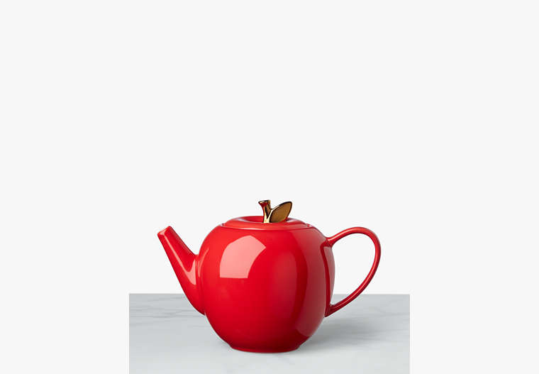 Kate Spade,Make It Pop Apple Teapot,Red
