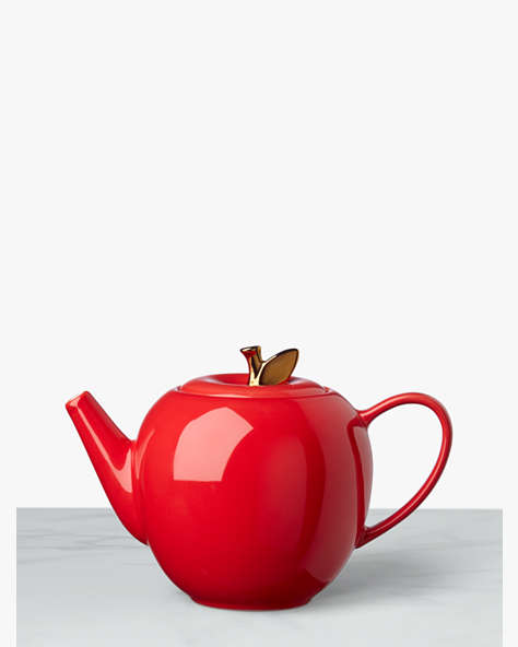 Kate Spade,Make It Pop Apple Teapot,Red