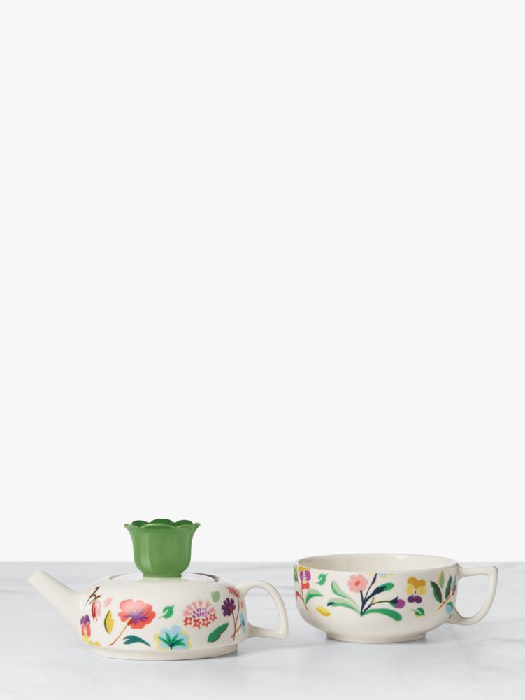 Kate Spade,Garden Floral Tea For One Set,White