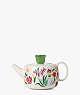 Kate Spade,Garden Floral Teapot,White