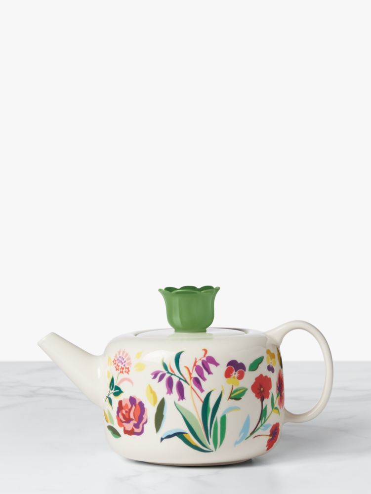 Kate Spade,Garden Floral Teapot,White