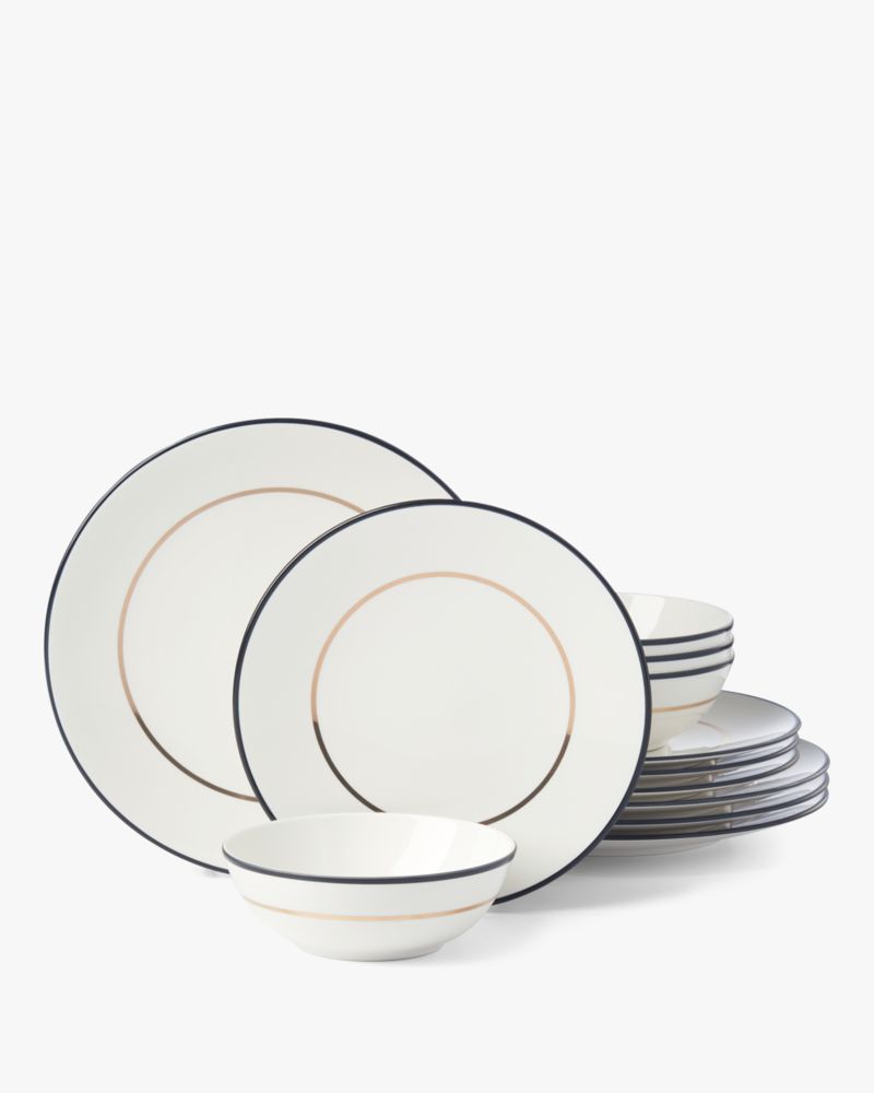 Kate Spade,Make It Pop 12-Piece Assorted Dinnerware Set,Gold