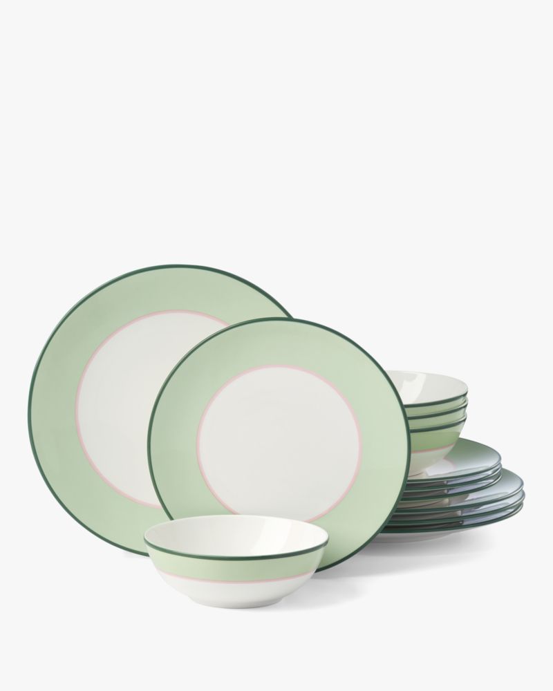 Kate Spade,Make It Pop 12-Piece Assorted Dinnerware Set,Green