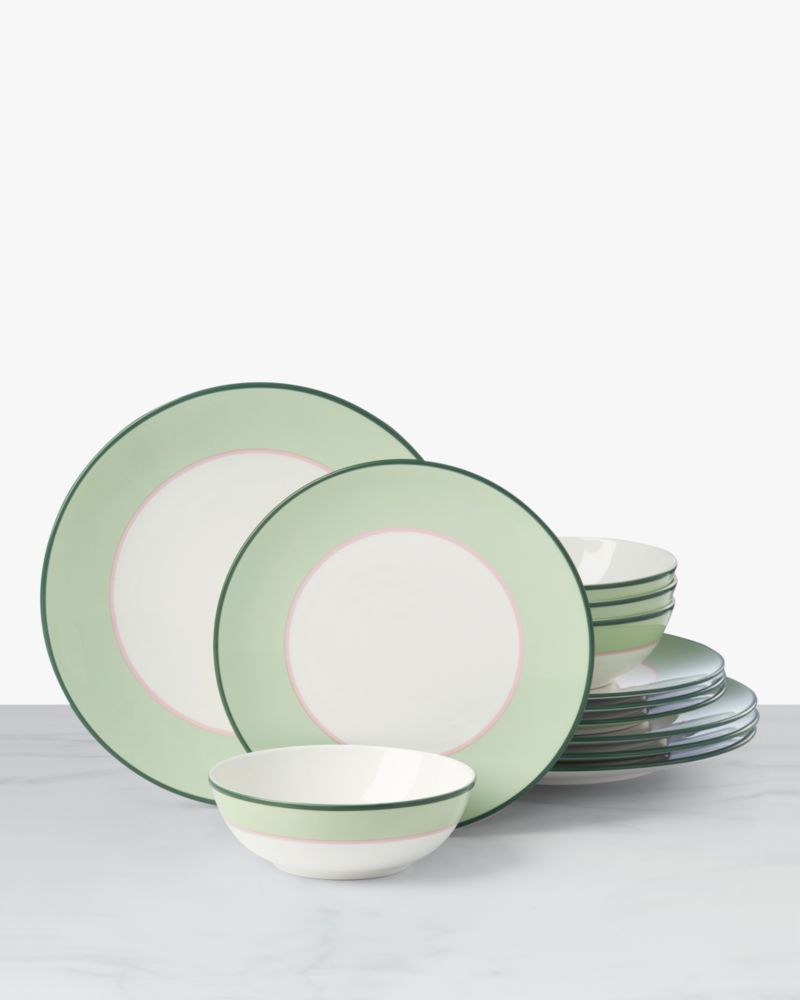 Kate Spade,Make It Pop 12-Piece Assorted Dinnerware Set,Deep Jade