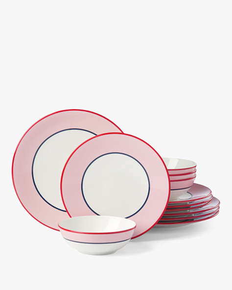 Kate Spade,Make It Pop 12-Piece Assorted Dinnerware Set,Pink