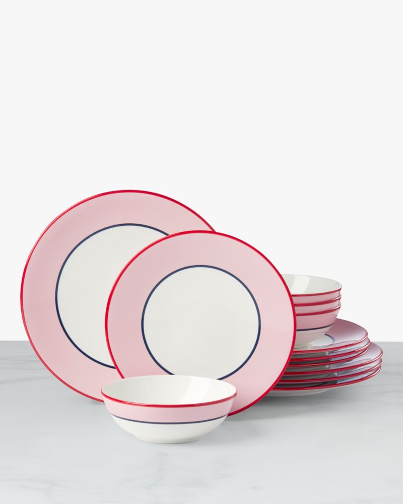 Kate Spade,Make It Pop 12-Piece Assorted Dinnerware Set,Pink