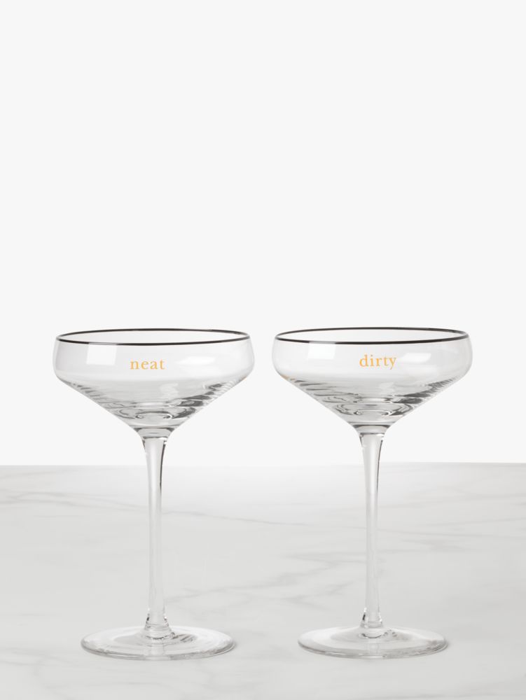 Kate Spade,Dirty & Neat Martini Glass Set,Clear