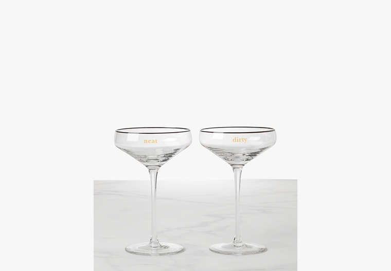 Kate Spade,Dirty & Neat Martini Glass Set,Clear image number 0