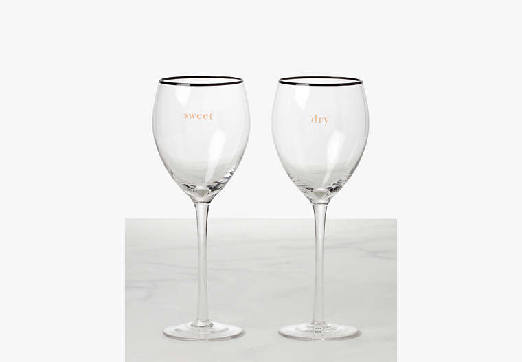 Kate Spade,Sweet & Dry Wine Glass Set,Clear