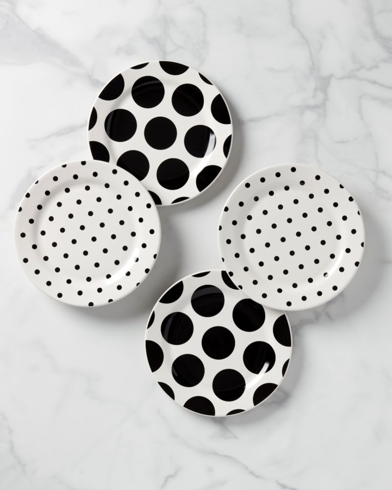 Kate Spade,On The Dot 4-piece Accent Plate Set,White