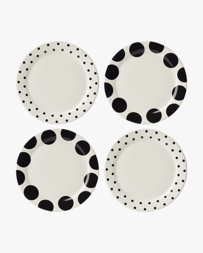 Kate Spade,On The Dot 4-piece Dinner Plate Set,White